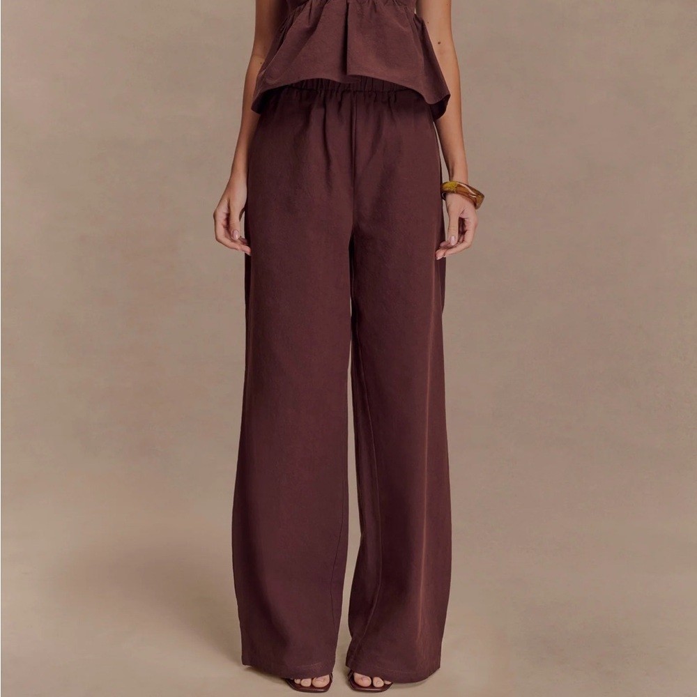 NWT Meshki Janayia Cotton Wide Leg Pants - Dark Espresso